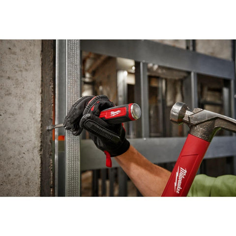 Milwaukee knurled shank detail for precise control in tight spaces.