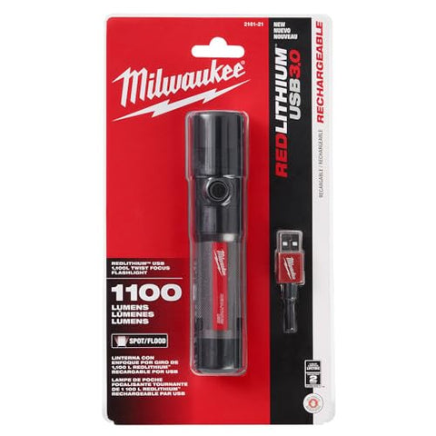 Milwaukee LED flashlight powered by battery for reliable field use.