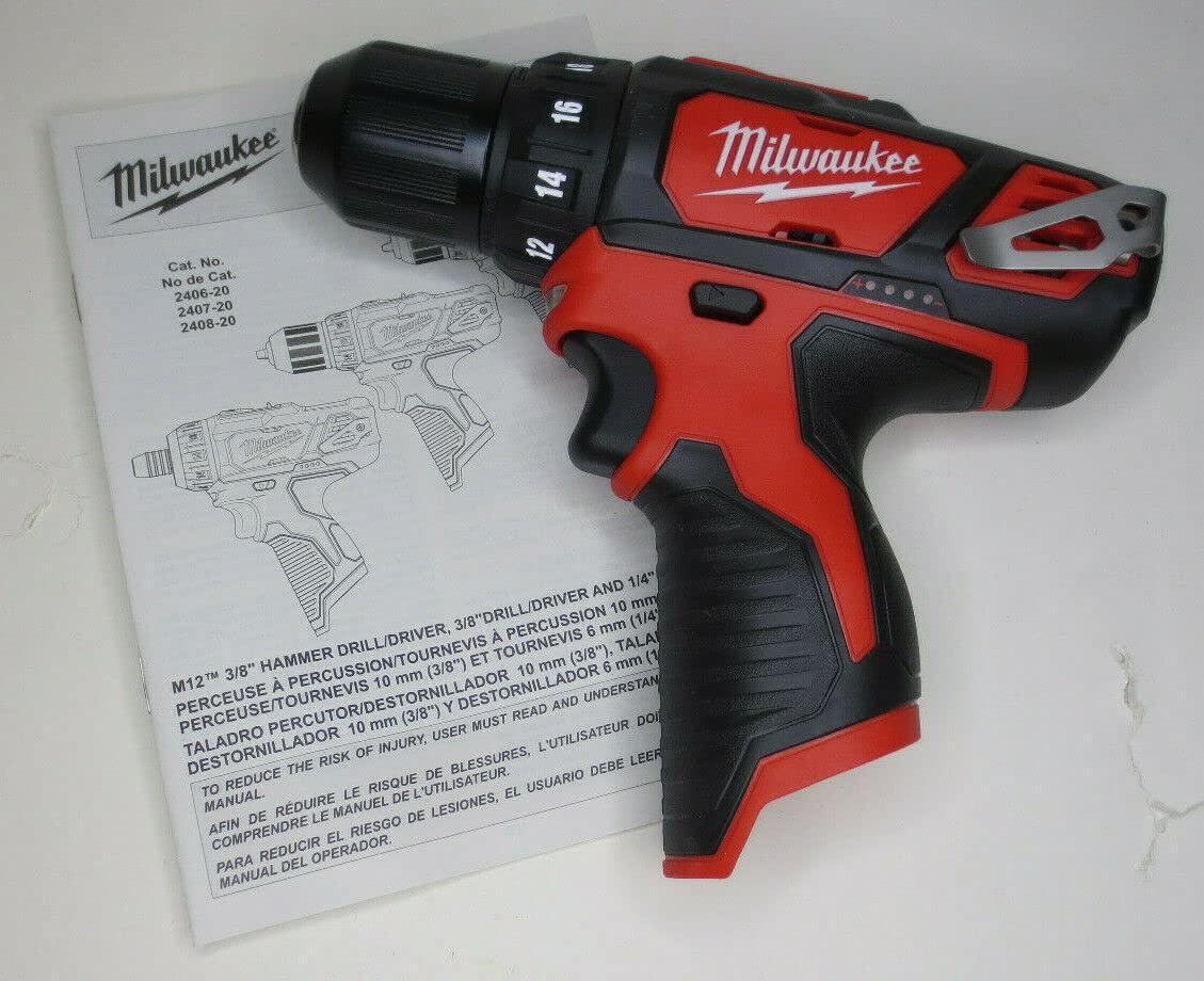 Milwaukee M12 12V 3/8-inch drill driver bare tool with compact design for easy handling.