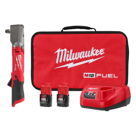 Milwaukee M12 Fuel 1/2 Right-Angle Wrench front view boosts access in tight spaces.