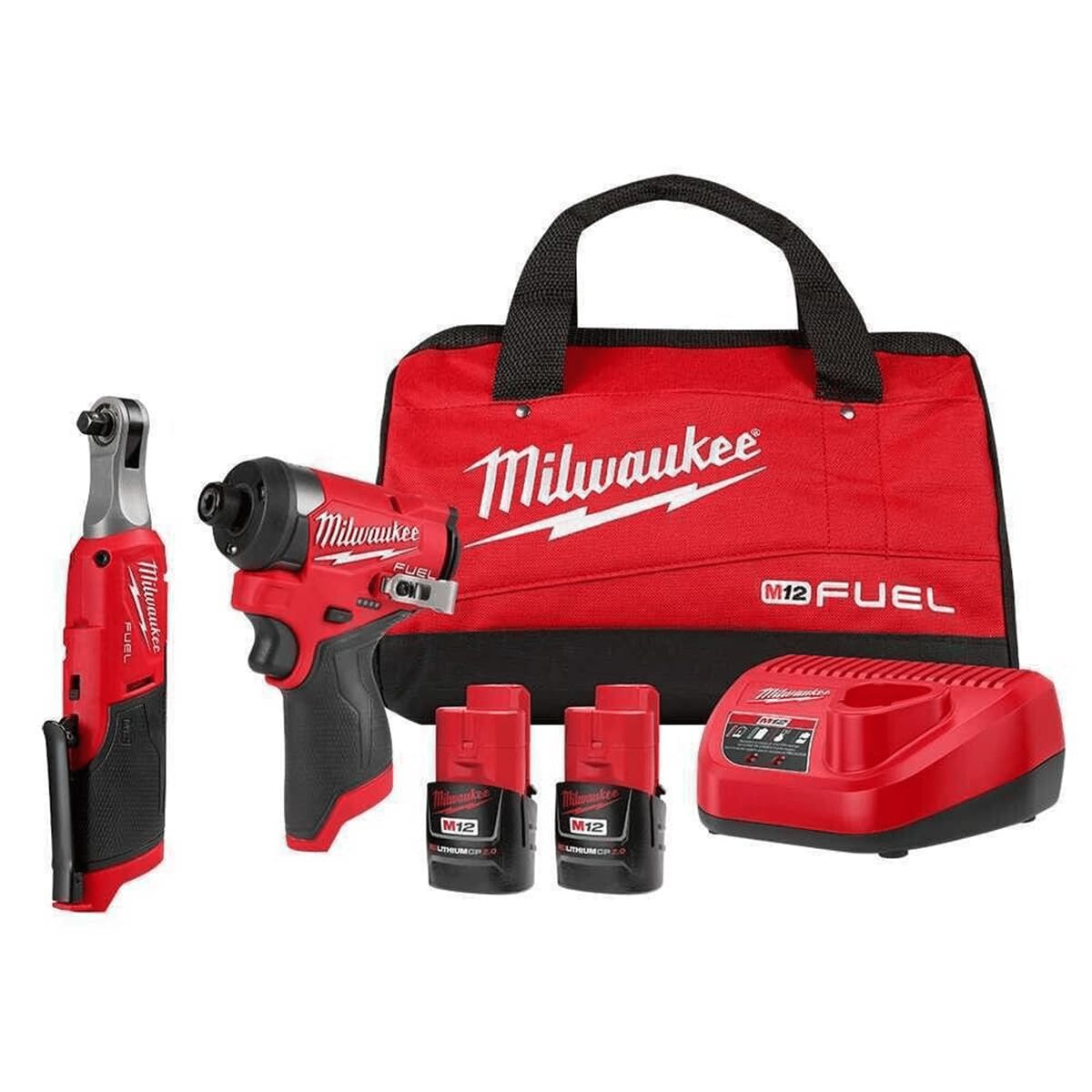 Milwaukee M12 FUEL 1/4 in hex impact driver with 3/8 in ratchet for quick fastening tasks