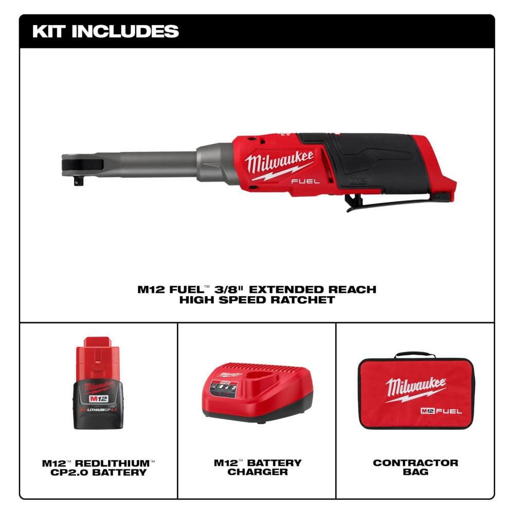 Milwaukee M12 FUEL 3/8-inch drive ratchet in action for fast assembly