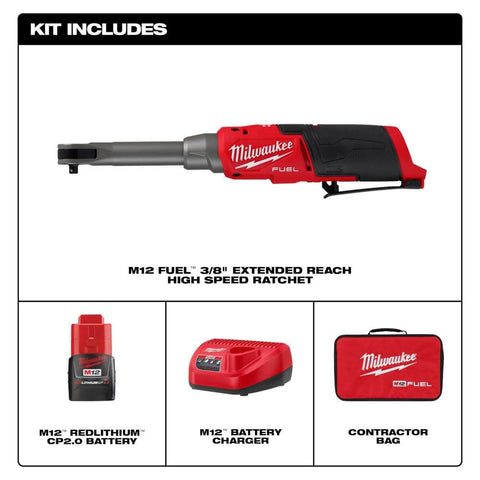 Milwaukee M12 FUEL 3/8-inch drive ratchet in action for fast assembly