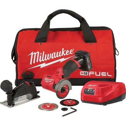 Milwaukee M12 battery and charger enable quick cordless power on site.