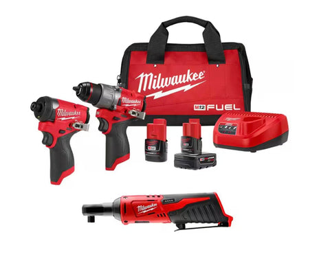 Milwaukee M12 Fuel hammer drill in action for tight spaces and precise drilling