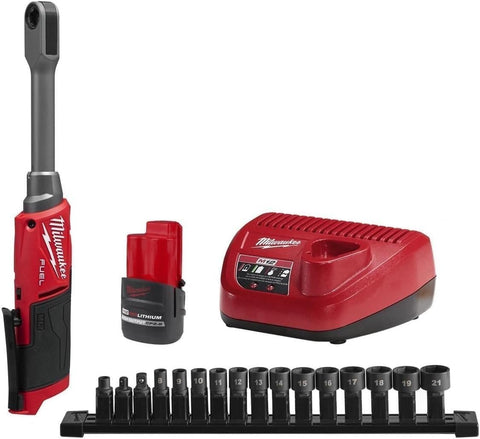 Milwaukee M12 FUEL Insider Extended Reach Box Ratchet in action, delivering 60 ft-lbs torque in tight spaces
