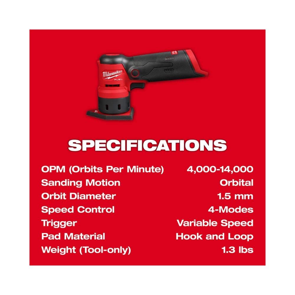 Milwaukee M12 Fuel Orbital Detail Sander dust port for cleaner work area
