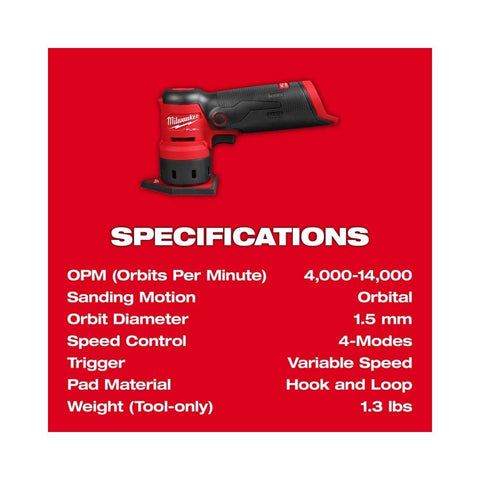 Milwaukee M12 Fuel Orbital Detail Sander dust port for cleaner work area