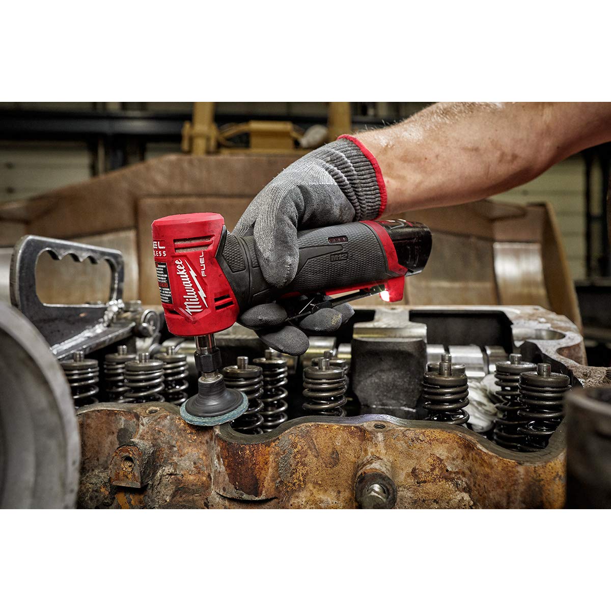 Milwaukee M12 FUEL right-angle grinder uses 2 in accessories