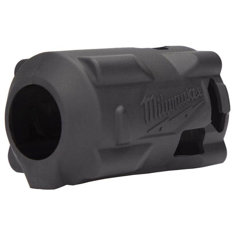 The Milwaukee M12 FUEL Stubby boot shields the tool and surfaces with durable rubber.