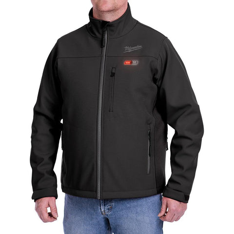 Milwaukee M12 heated jacket back view demonstrates full coverage for cold windy days.