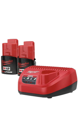 Milwaukee M12 RedLITHIUM 2.0 compact battery pack delivers extended runtime in tight spaces.