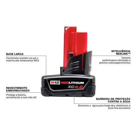 Milwaukee M12 REDLITHIUM 4.0Ah battery pack bulk packaging for teams