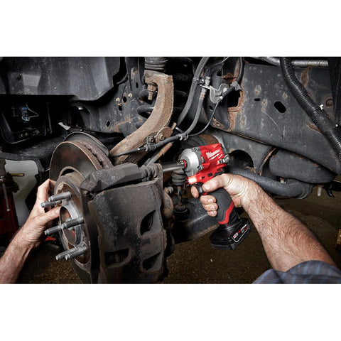 Milwaukee M12 battery pack label and icon highlighting Redline Intelligence feature