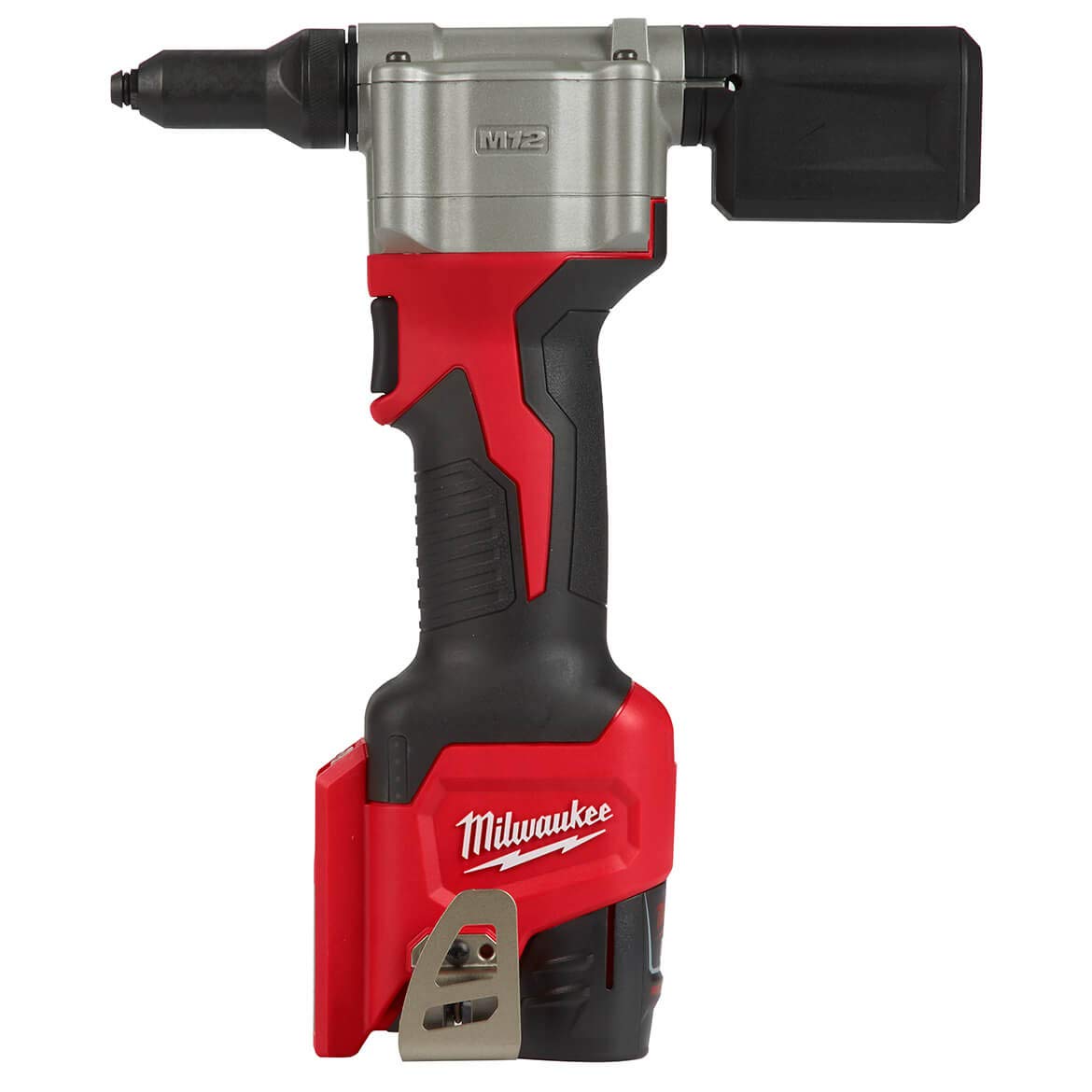 MILWAUKEE M12 Rivet Tool 2550-22 in action during riveting workflow