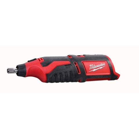 Milwaukee M12 rotary tool, side view, ideal for precise detail work