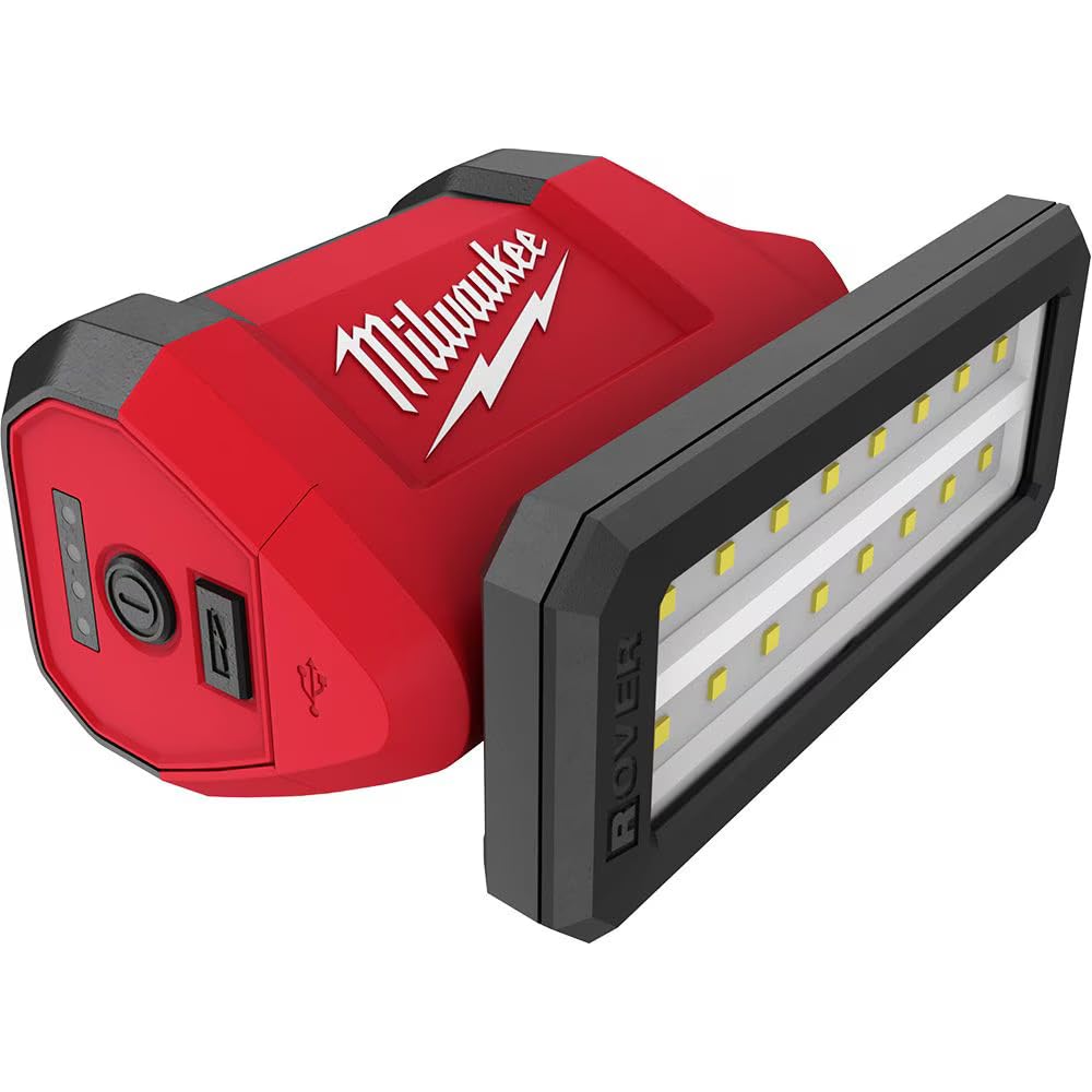 Milwaukee M12 Rover front view, compact and sturdy for tight workspaces.