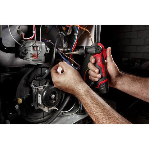 Milwaukee M12 3-stop pivot head reaches tight spaces