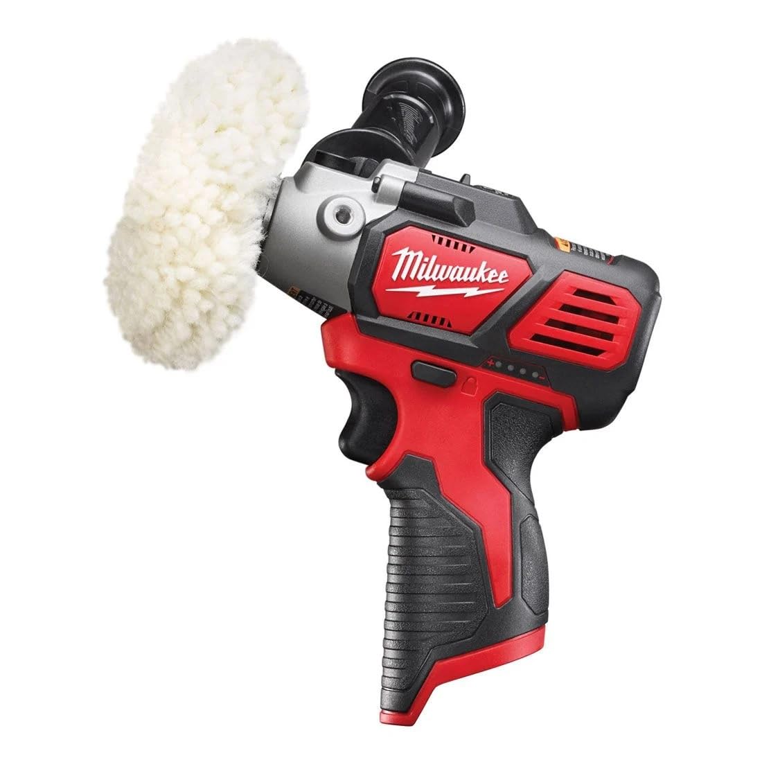 Milwaukee M12BPS-0 sub-compact polisher-sander in bare tool form for detail finishing.