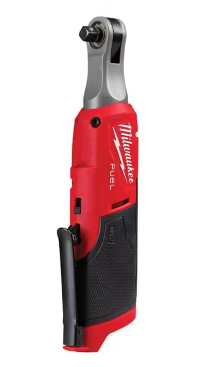 Milwaukee M12 FHIR38 high-speed cordless ratchet for quick, precise fastening in tight spaces.