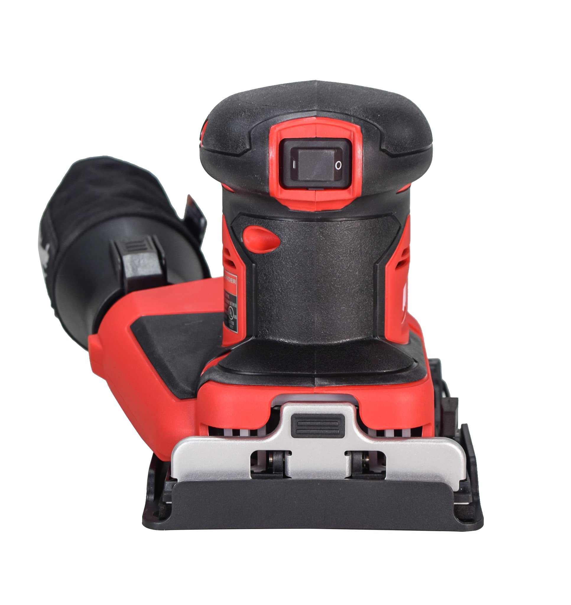 Milwaukee 2649-20 quick-change clamp close-up for fast sandpaper changes.
