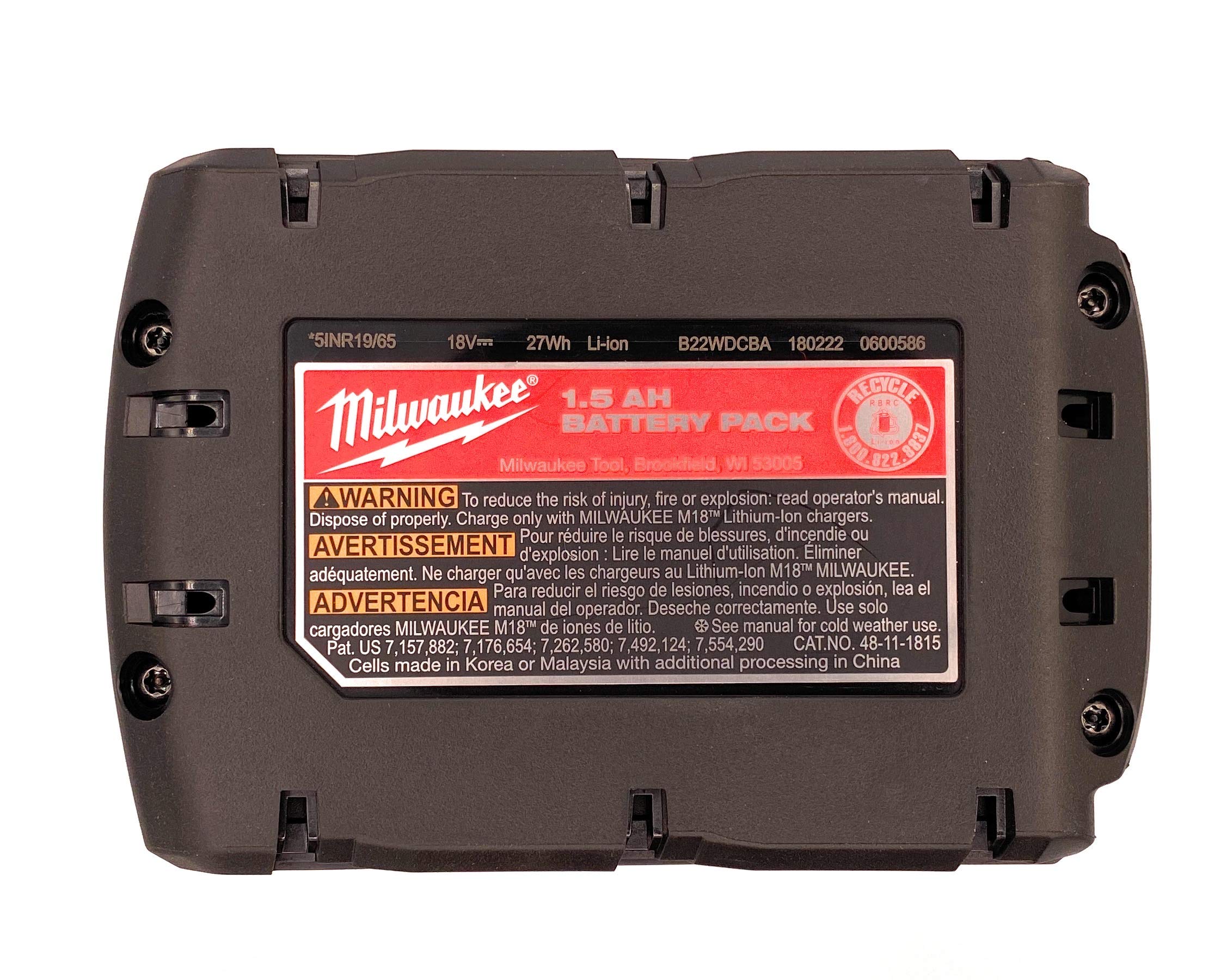 Milwaukee M18 1.5Ah battery in all-weather use for fade-free power