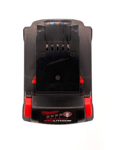 Milwaukee M18 1.5Ah battery on tool shows system compatibility