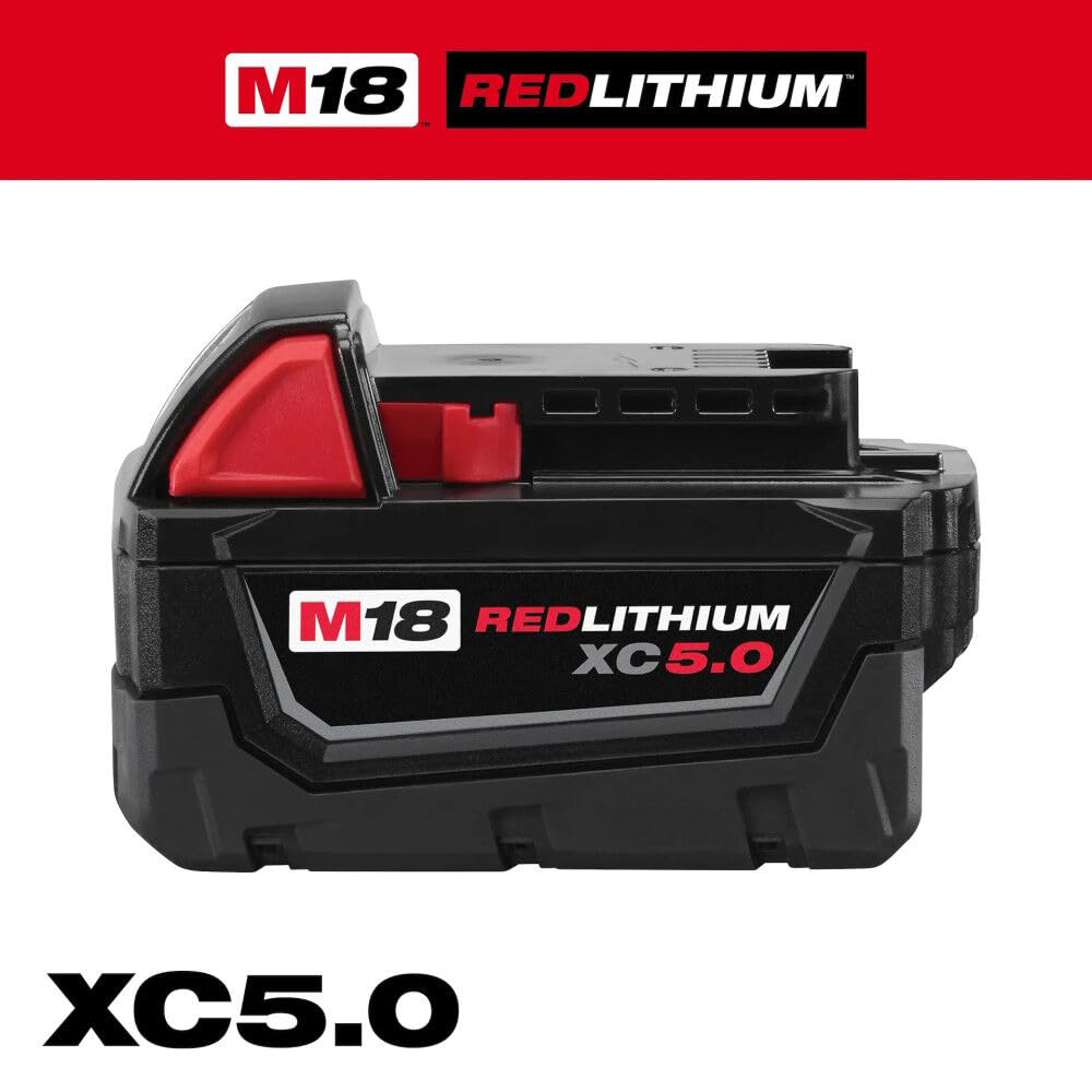 Milwaukee M18 battery indicator light shows charging status.