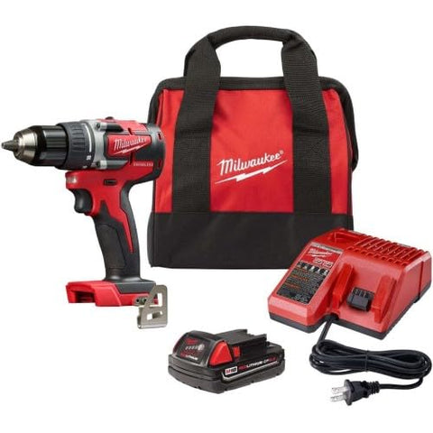 Milwaukee M18 compact drill driver in use, delivering reliable torque for quick assembly.