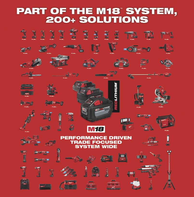 Milwaukee M18 cordless operation frees you from cords on-site.