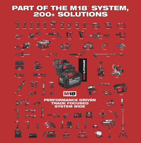 Milwaukee M18 cordless operation frees you from cords on-site.
