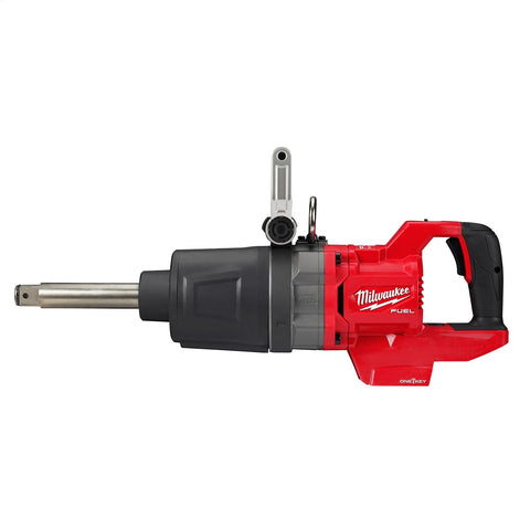Milwaukee M18 Fuel 1in drive D-handle extended anvil enables high-torque lug nut removal.