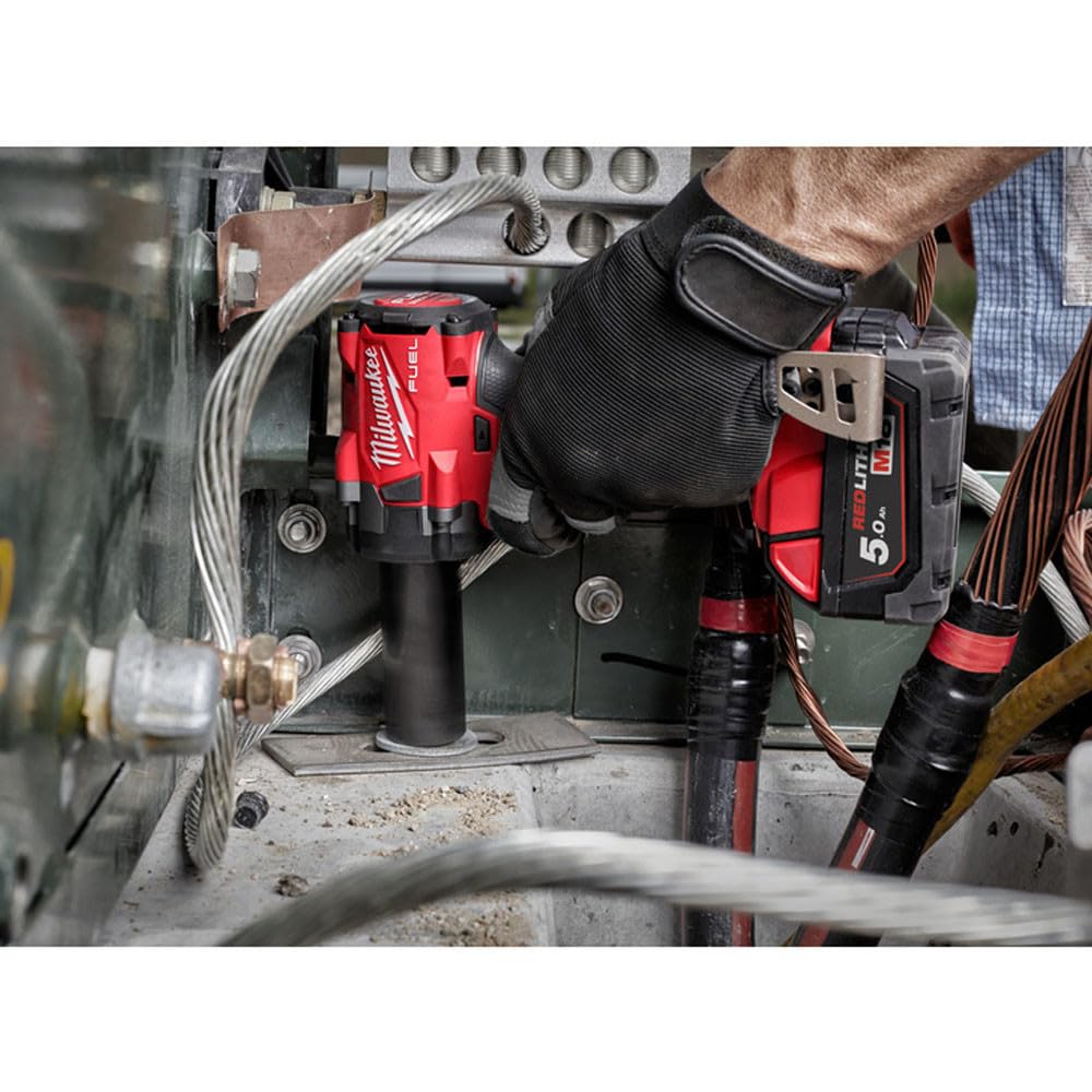 Milwaukee M18 FUEL 3/8-inch compact impact wrench battery area shows easy access and compatibility