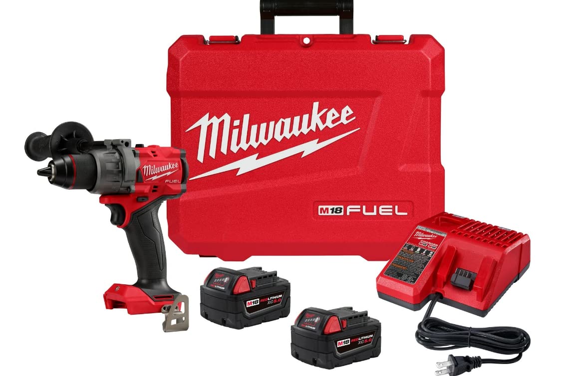 Milwaukee M18 FUEL drill driver shown in compact design for tight spaces and maneuverability.