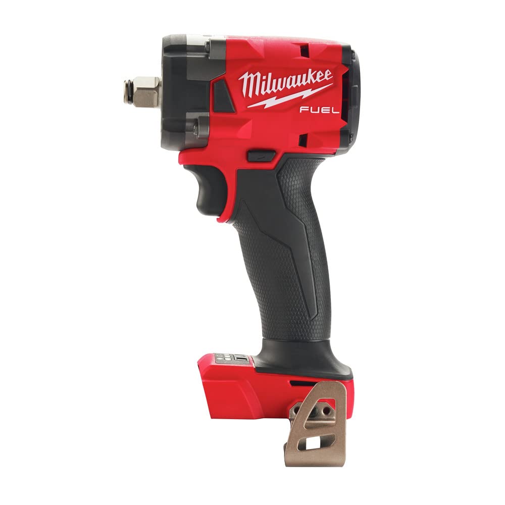 Milwaukee M18 Fuel half-inch impact wrench with Friction Ring in front view for tight spaces.