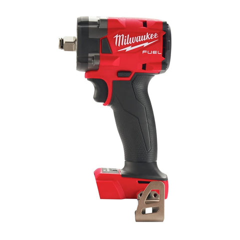 Milwaukee M18 Fuel half-inch impact wrench with Friction Ring in front view for tight spaces.