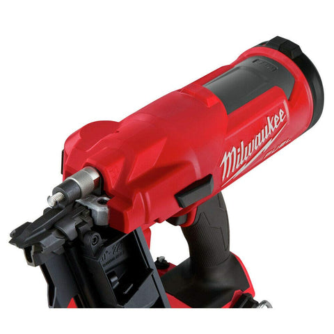 Milwaukee M18 FUEL nitrogen gas mechanism closeup showing oil-free maintenance