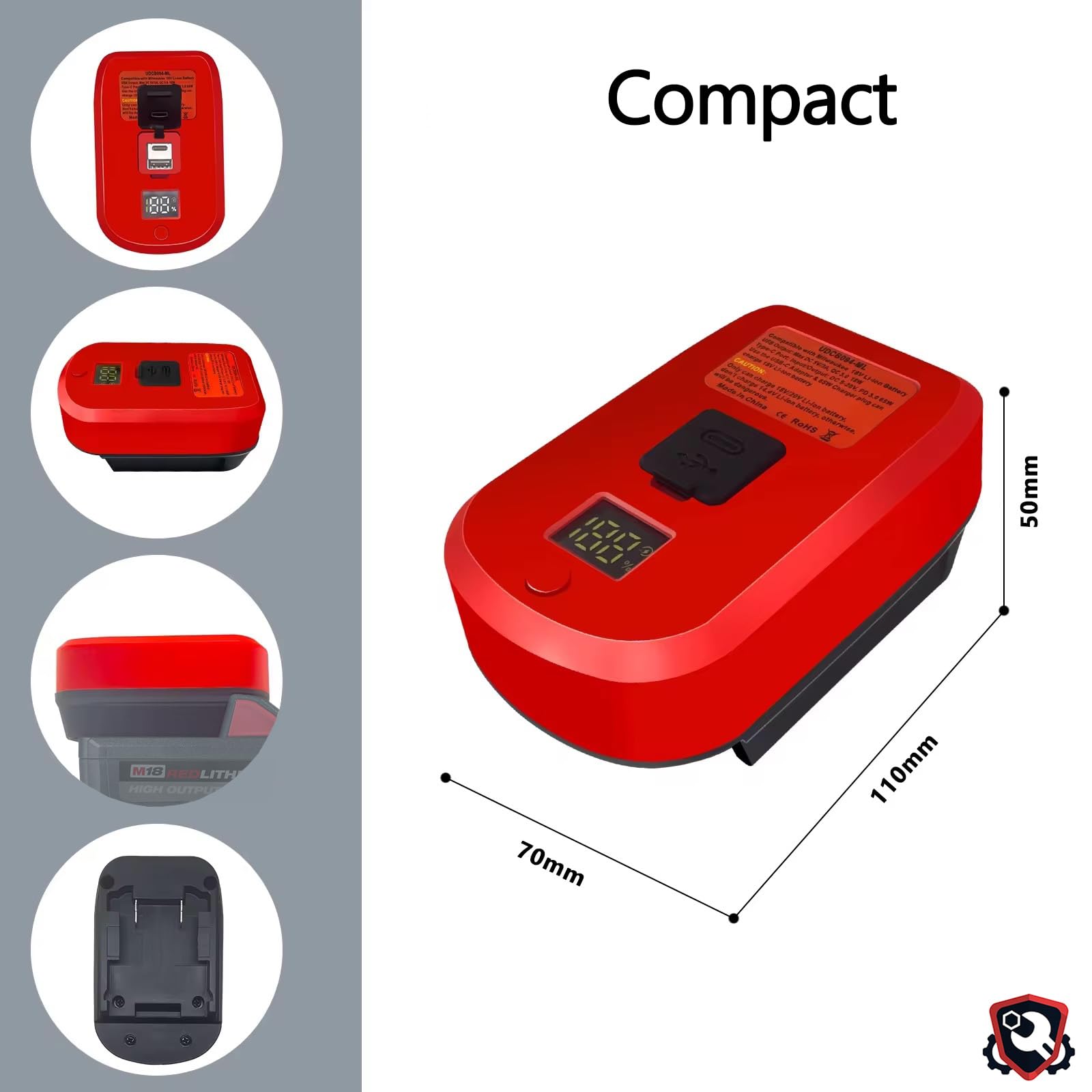 Milwaukee M18 power inverter for portable charging on any worksite.