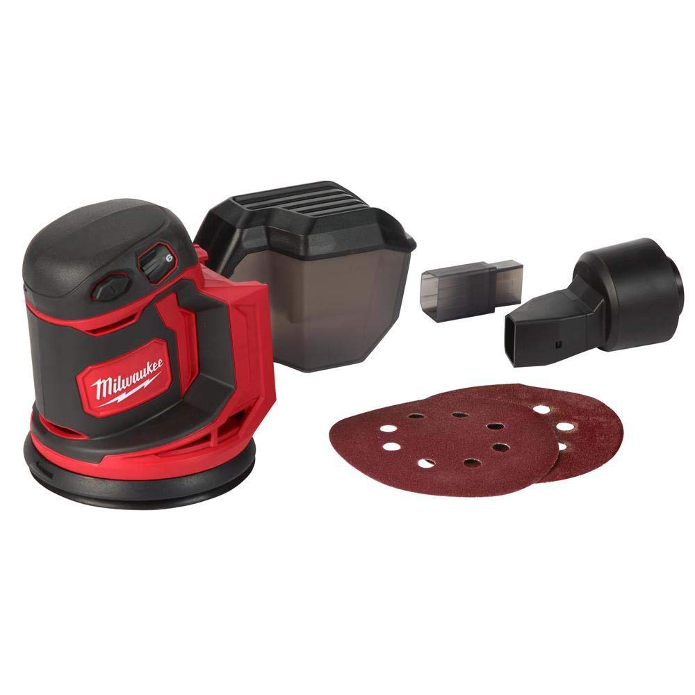 Milwaukee 2648-20 front view highlighting cordless sanding power for finish work
