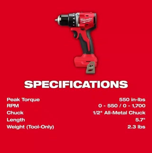 Milwaukee M18 Compact 5-7in length handle design enables overhead work and precision.