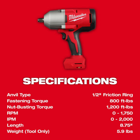 Milwaukee M18 brushless high-torque impact wrench powering through bolts up to 800 ft-lbs