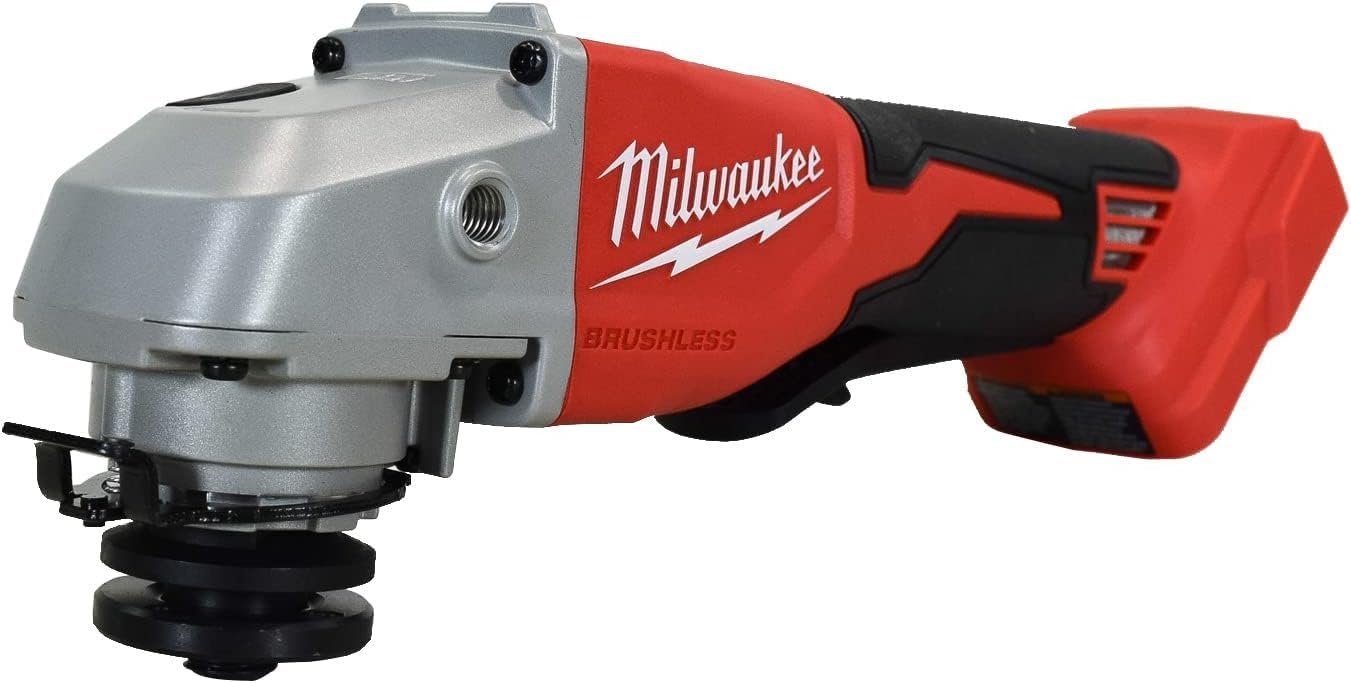 Milwaukee M18TRADE paddle-switch close-up highlighting one-handed control during tasks.