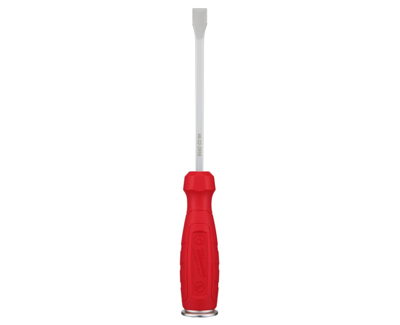 Milwaukee screwdriver 4932480975 front view highlighting durable red-black grip