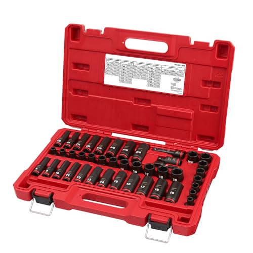 Milwaukee MET & SAE 3/8in sockets show full size range for repairs