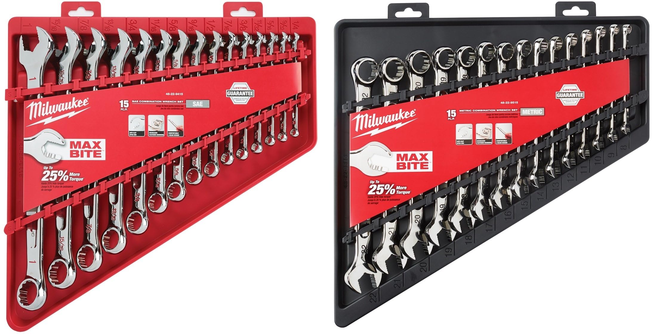 Milwaukee metric wrench set 8mm-22mm in polished finish for precise fits.