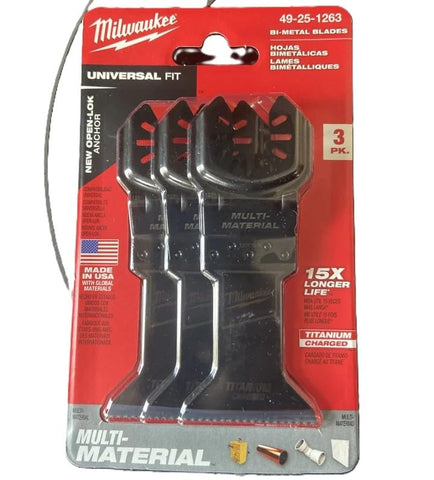 Milwaukee multi-tool blade pack PK3 with three blades for versatile cutting tasks