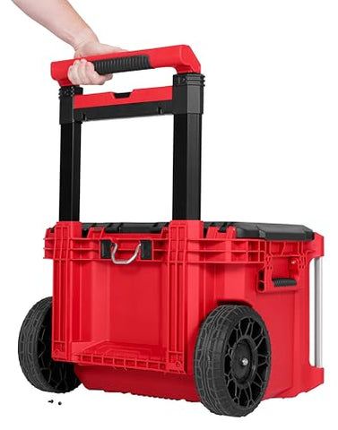 Milwaukee Packout holder and wheels assembly simplifies carrying heavy tools between stations