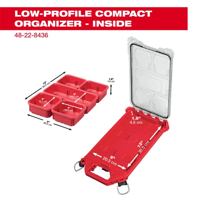 Milwaukee Packout low profile organizer IP65 seal protects contents from dust and water
