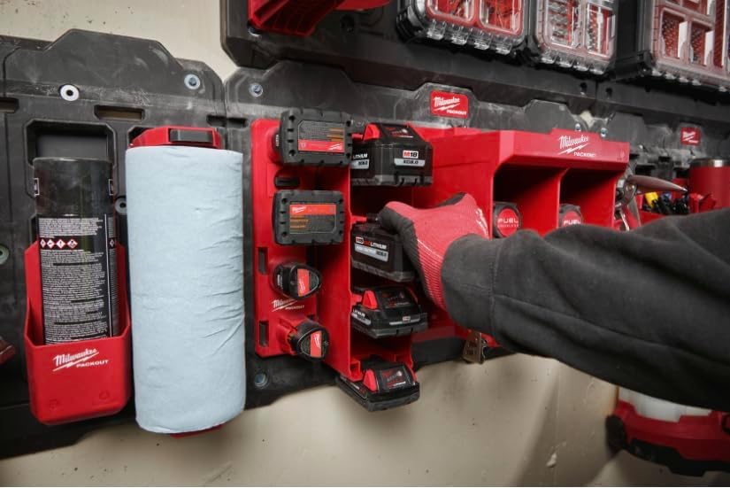 Milwaukee PACKOUT M18 battery holder compact design fits tight packout spaces