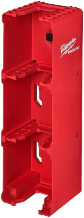 Milwaukee PACKOUT M18 battery holder side view highlighting rugged design for job sites